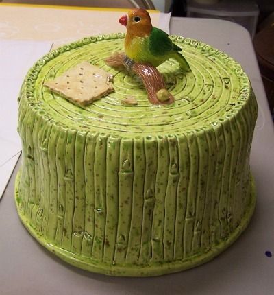Lovebird Cake Dome, handbuilt
